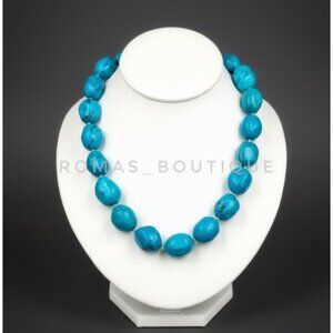 Hand knotted blue stone anthology necklace with sterling silver 925 clasp